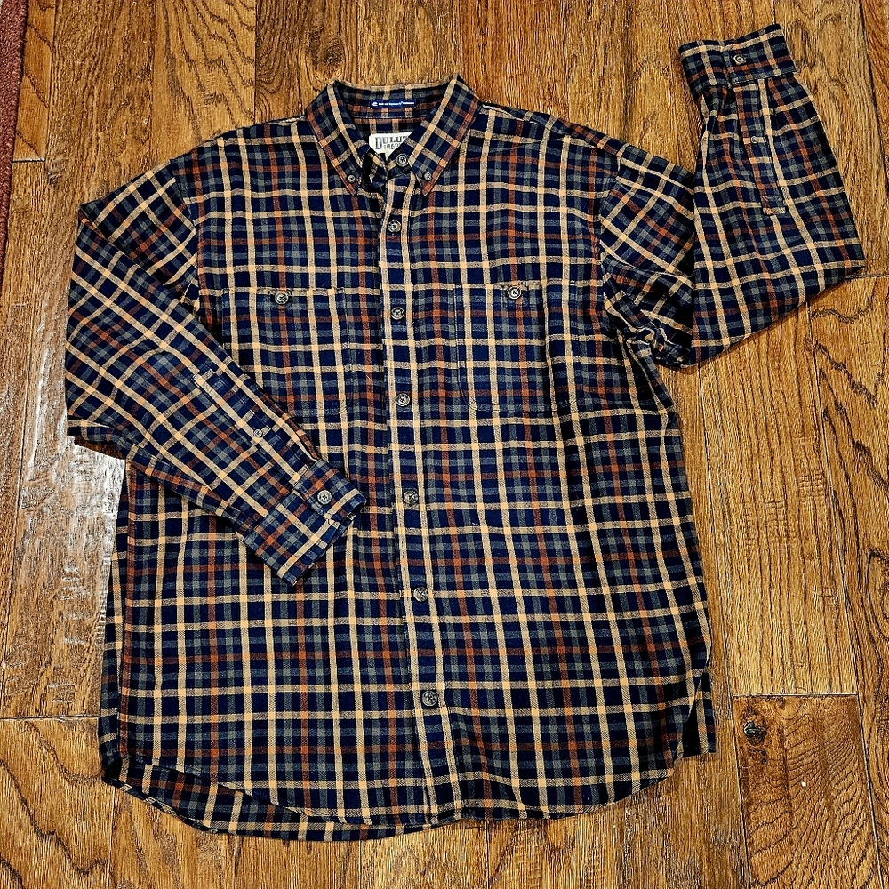 Duluth Trading Company Men's Cotton Long-Sleeved Plaid Shirt, Relaxed Fit, Large